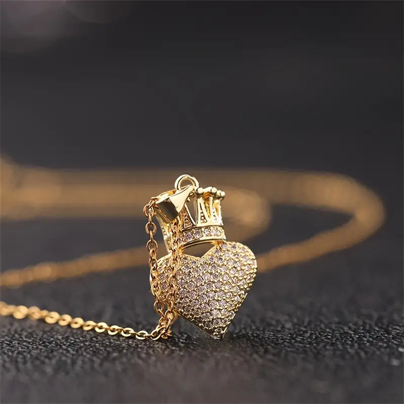 Crowned in Love Rhinestone Pendant