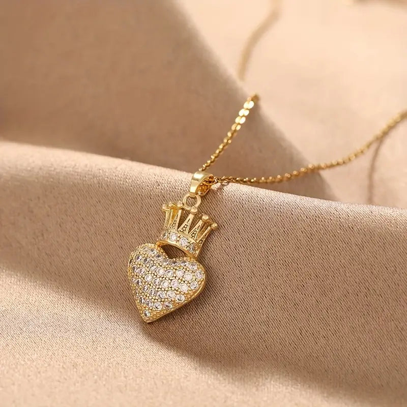 Crowned in Love Rhinestone Pendant