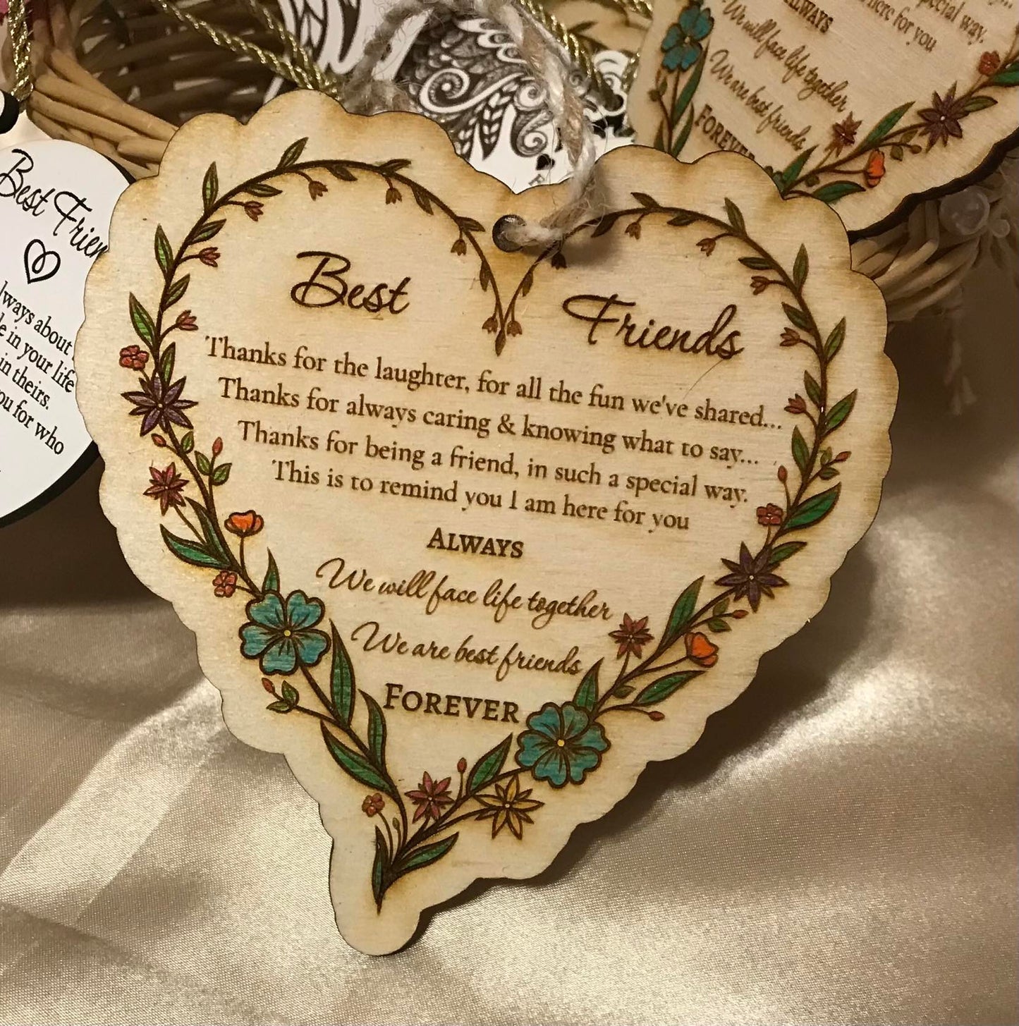 Best Friend Wooden Heart Ornament