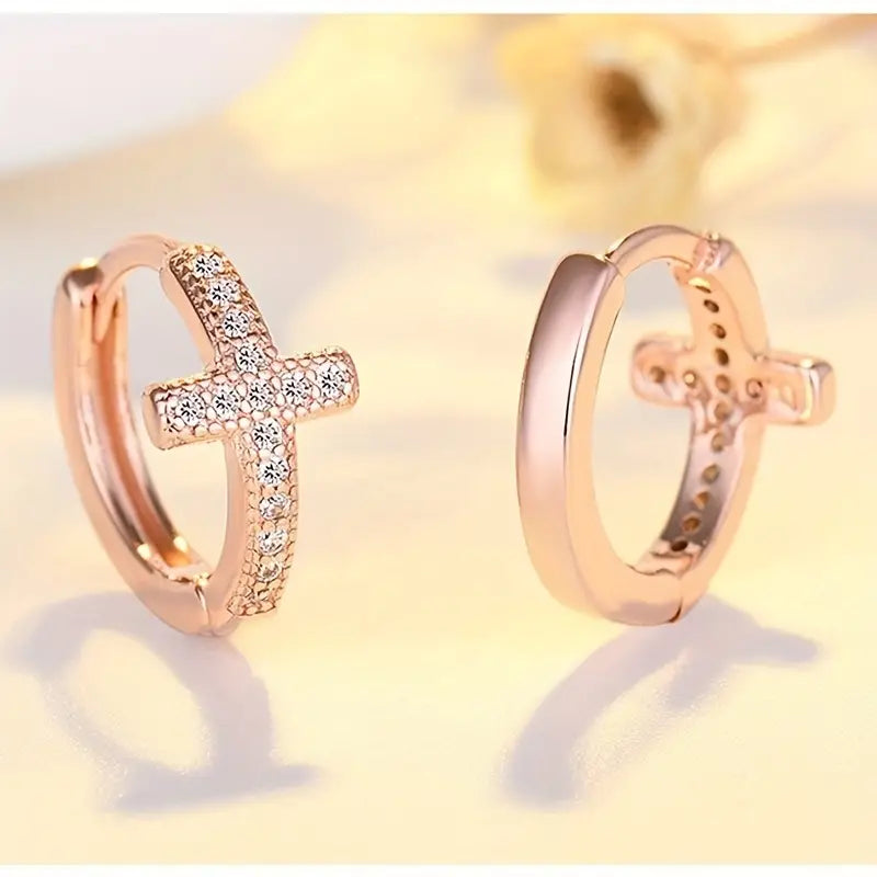 Zircon Mini Cross Earrings