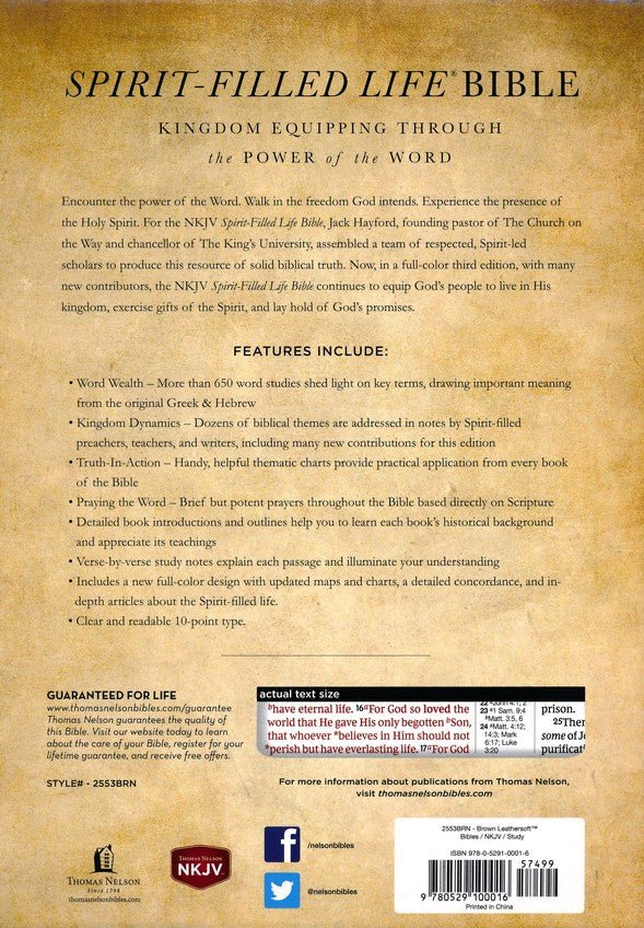 NKJV Spirit-Filled Life Bible, Third Edition, Imitation Leather, Brown