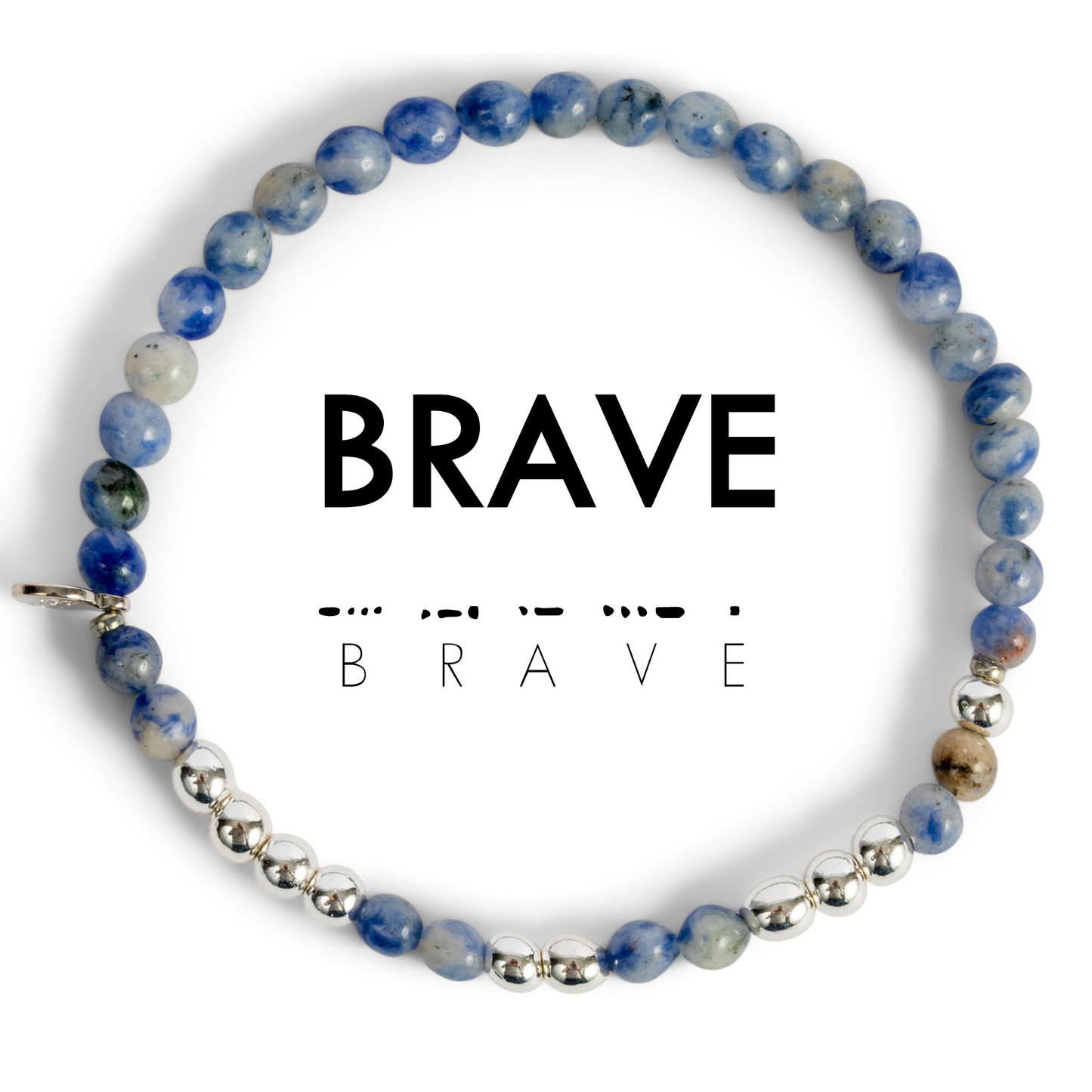 Silver BRAVE Morse Code Bracelet