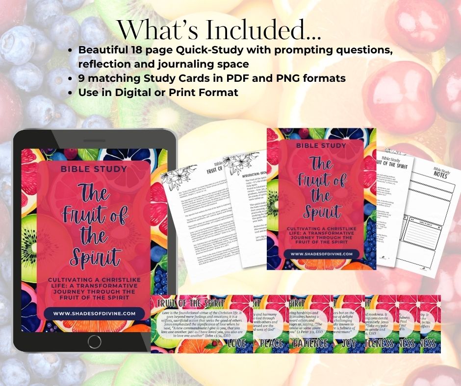 Digital Fruit of the Spirit Mini Bible Study & Prayer Card Set