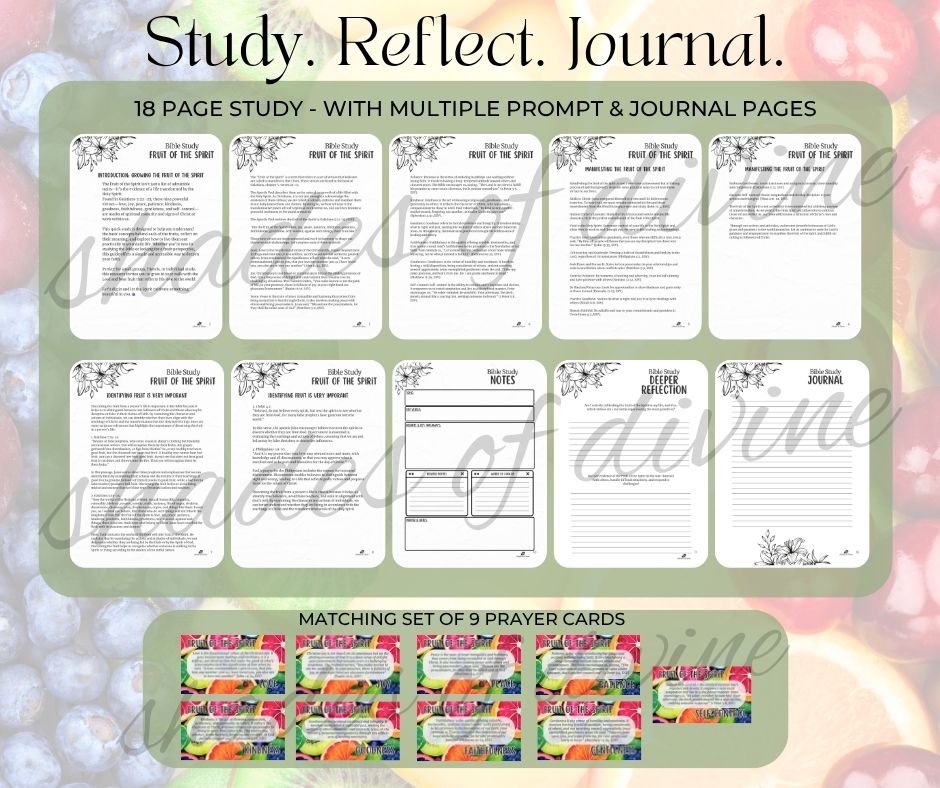 Digital Fruit of the Spirit Mini Bible Study & Prayer Card Set