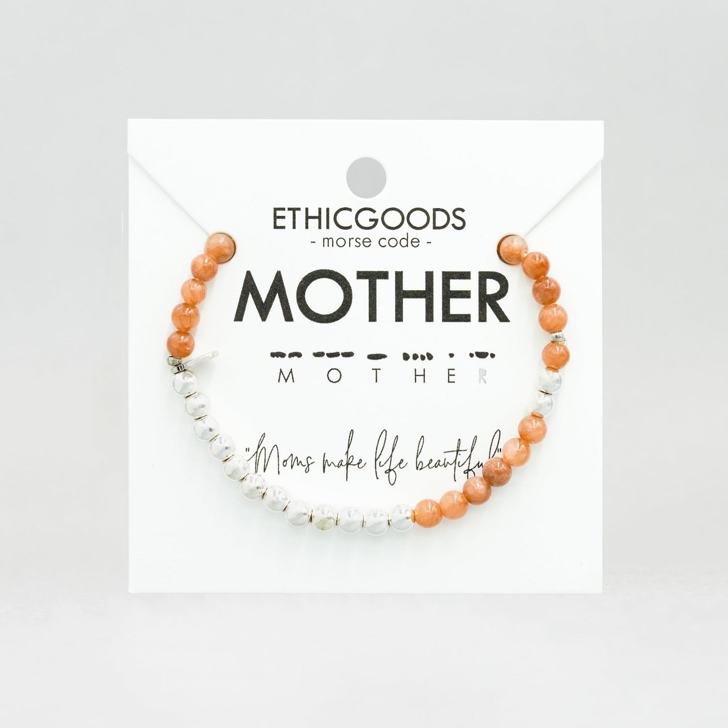 Silver MOTHER Morse Code Bracelet