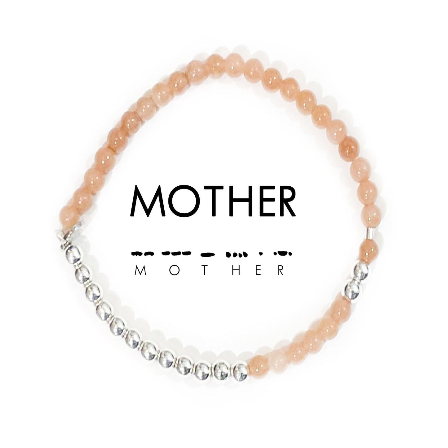Silver MOTHER Morse Code Bracelet