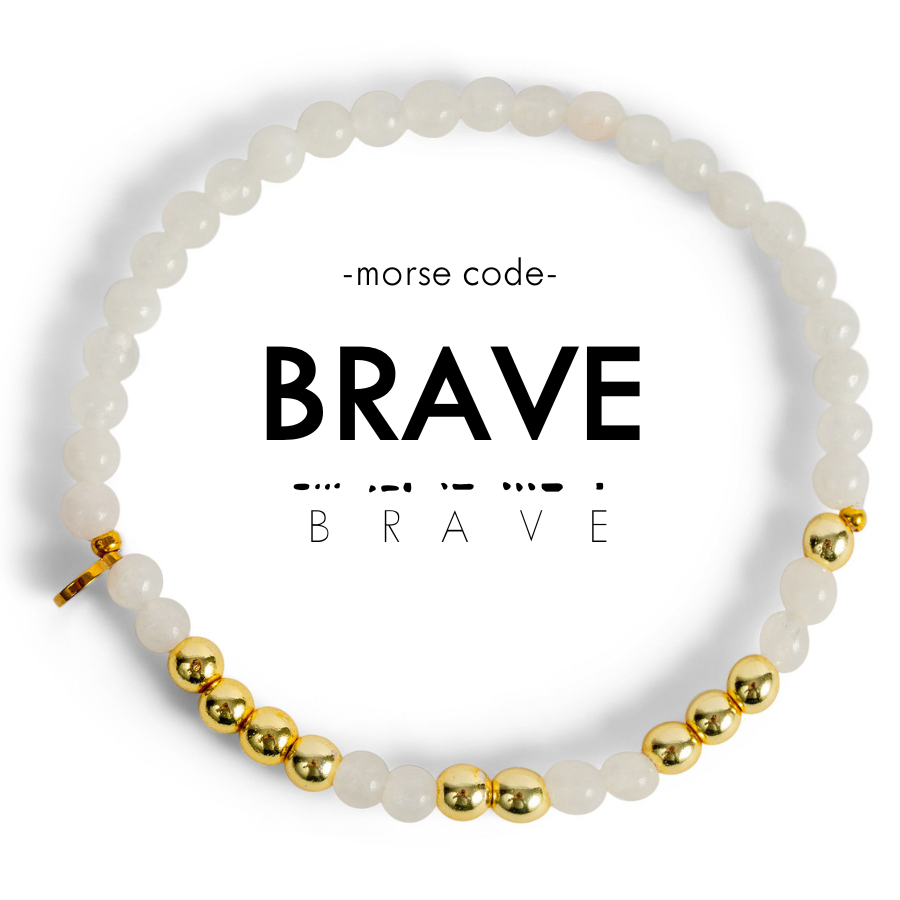 Gold BRAVE Morse Code Bracelet