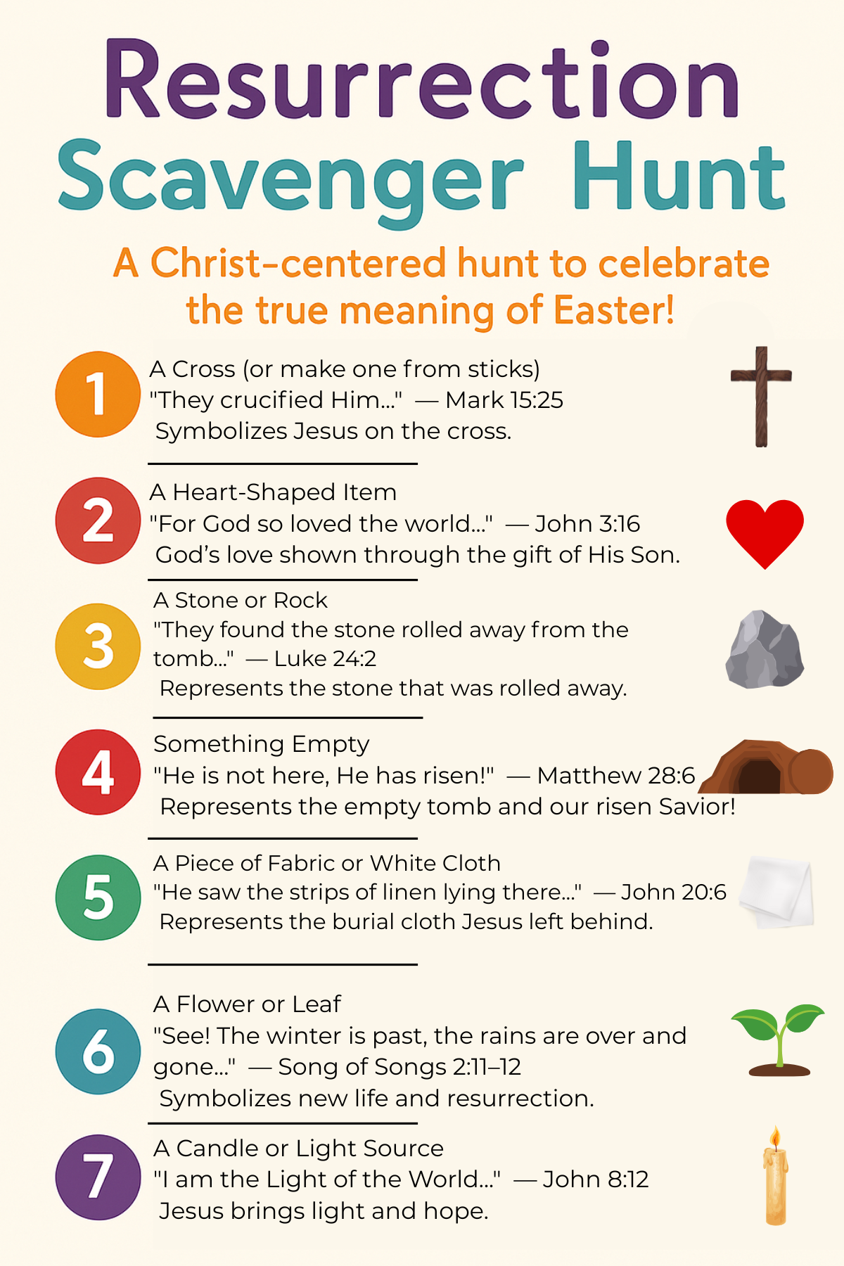 FREE Resurrection Story Scavenger Hunt (printable)