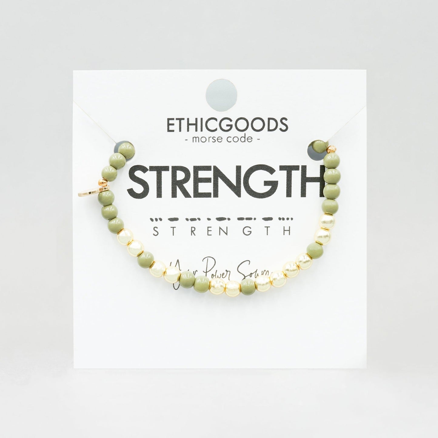 Gold STRENGTH Morse Code Bracelet
