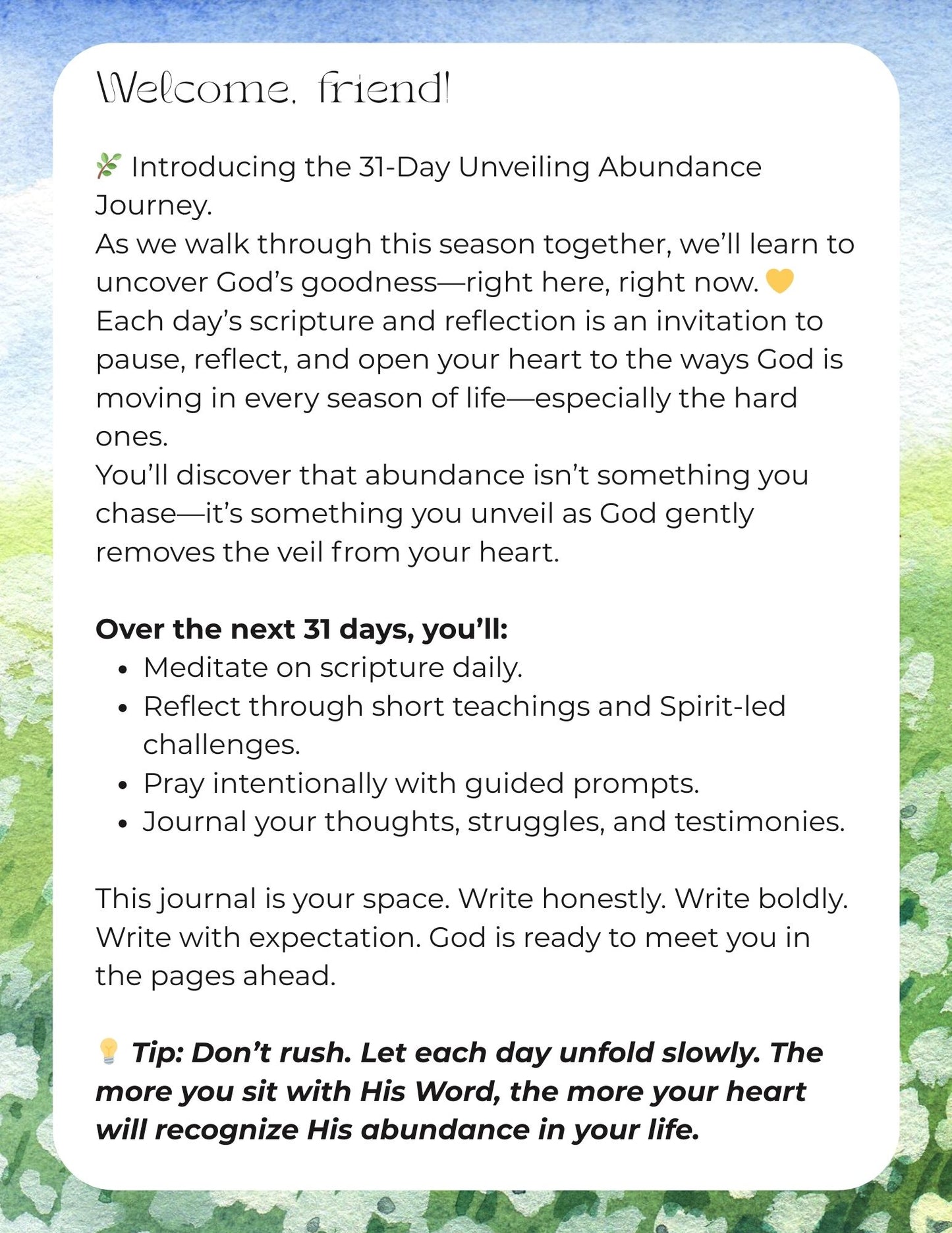 Unveiling Abundance 31 Day Prompting Journal