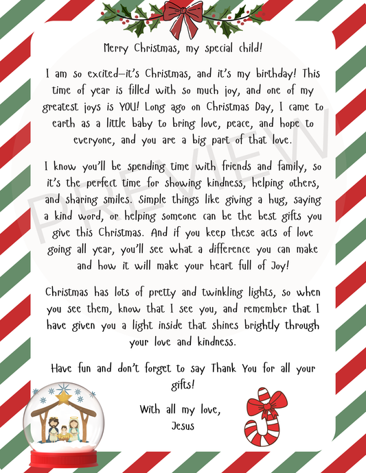 Christmas Letters;  from Jesus and from Santa - (download)
