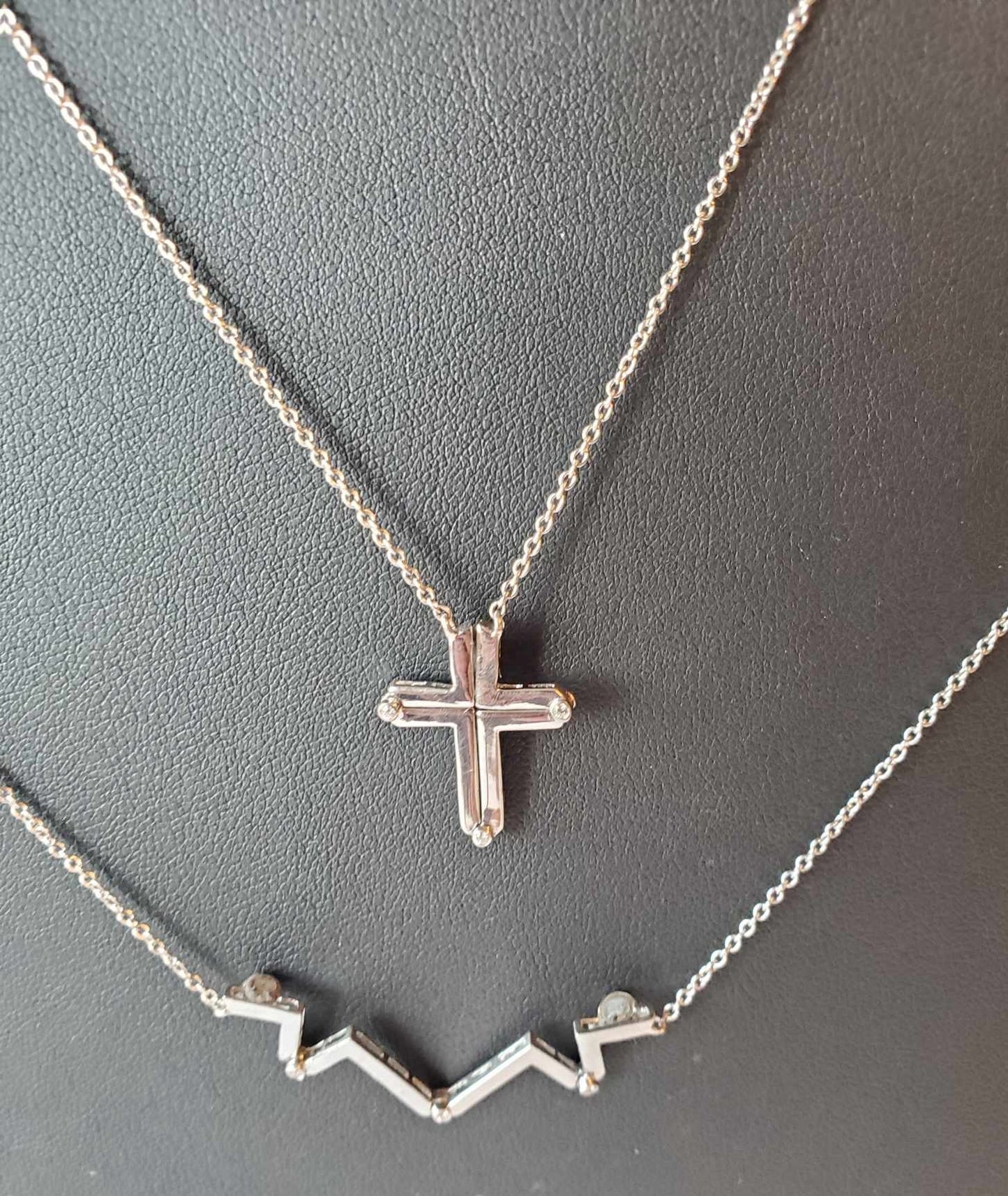 Sterling Silver Highs and Lows Cross Necklace