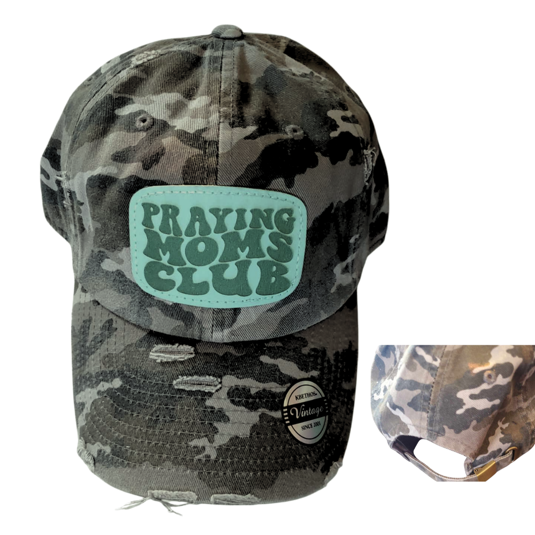 Praying Moms Club Distressed Patch Hat