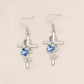 Blue Butterfly Cross Earrings