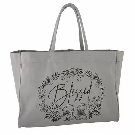 Grey Blessed Tote Bag