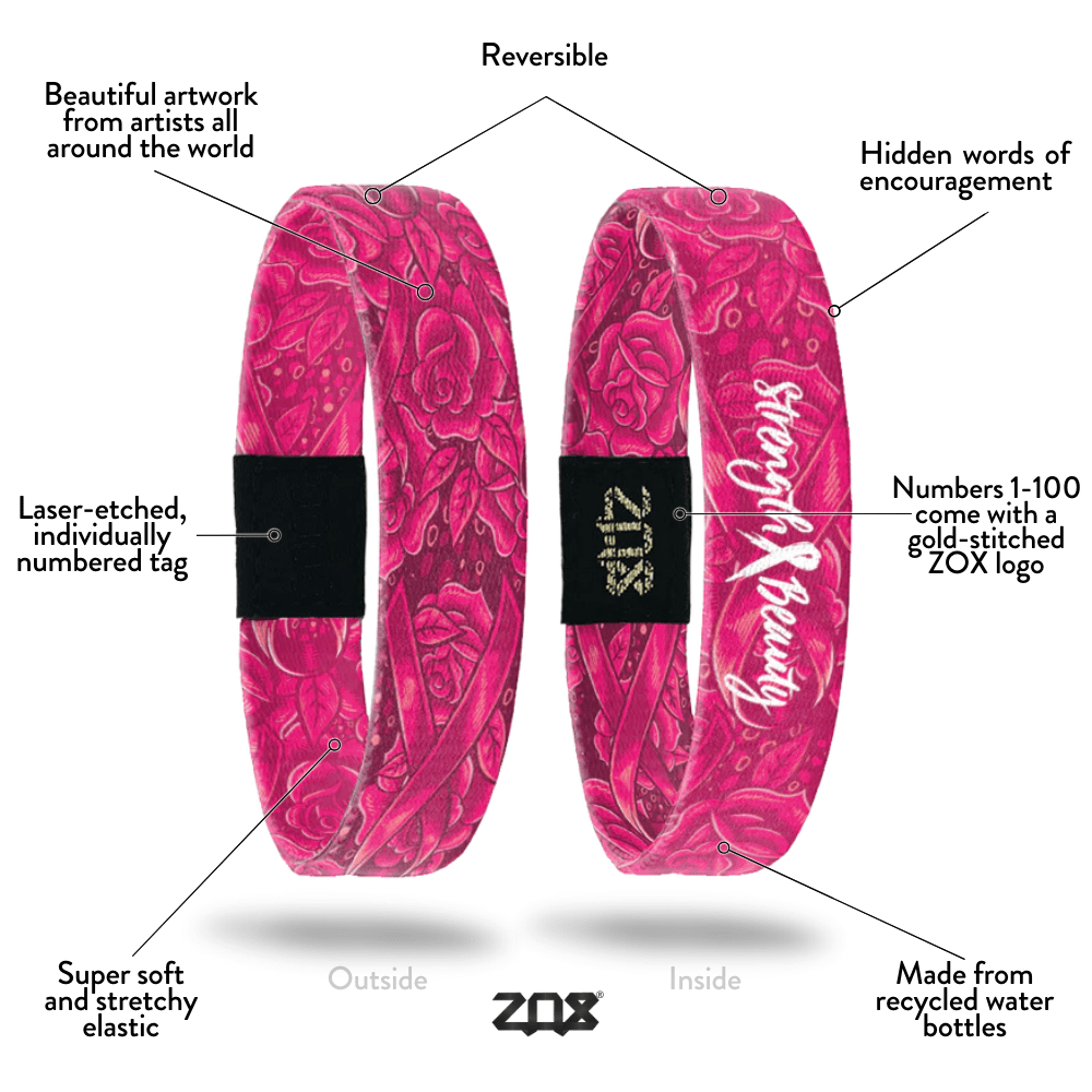 Strength & Beauty Breast Cancer Bracelet by ZOX