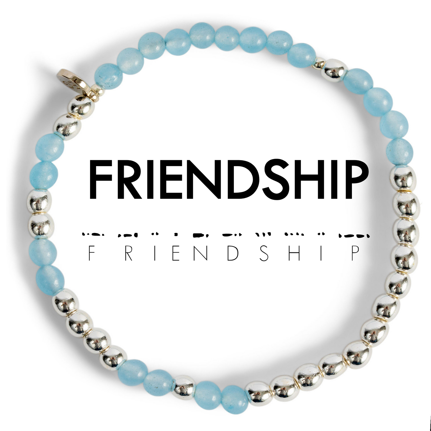 Silver FRIENDSHIP Morse Code Bracelet