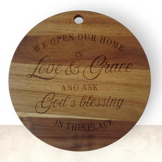 Engraved Wood Display Board – “Love, Grace & Blessing”