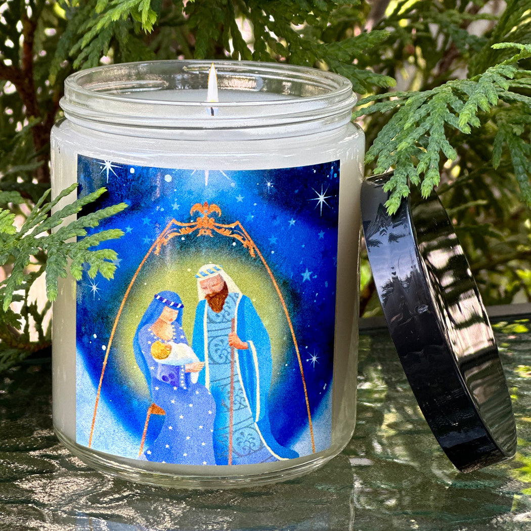 HOLY FAMILY CANDLE GLASS