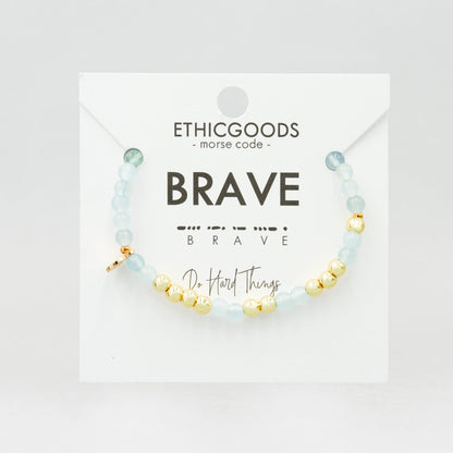 Gold BRAVE Morse Code Bracelet
