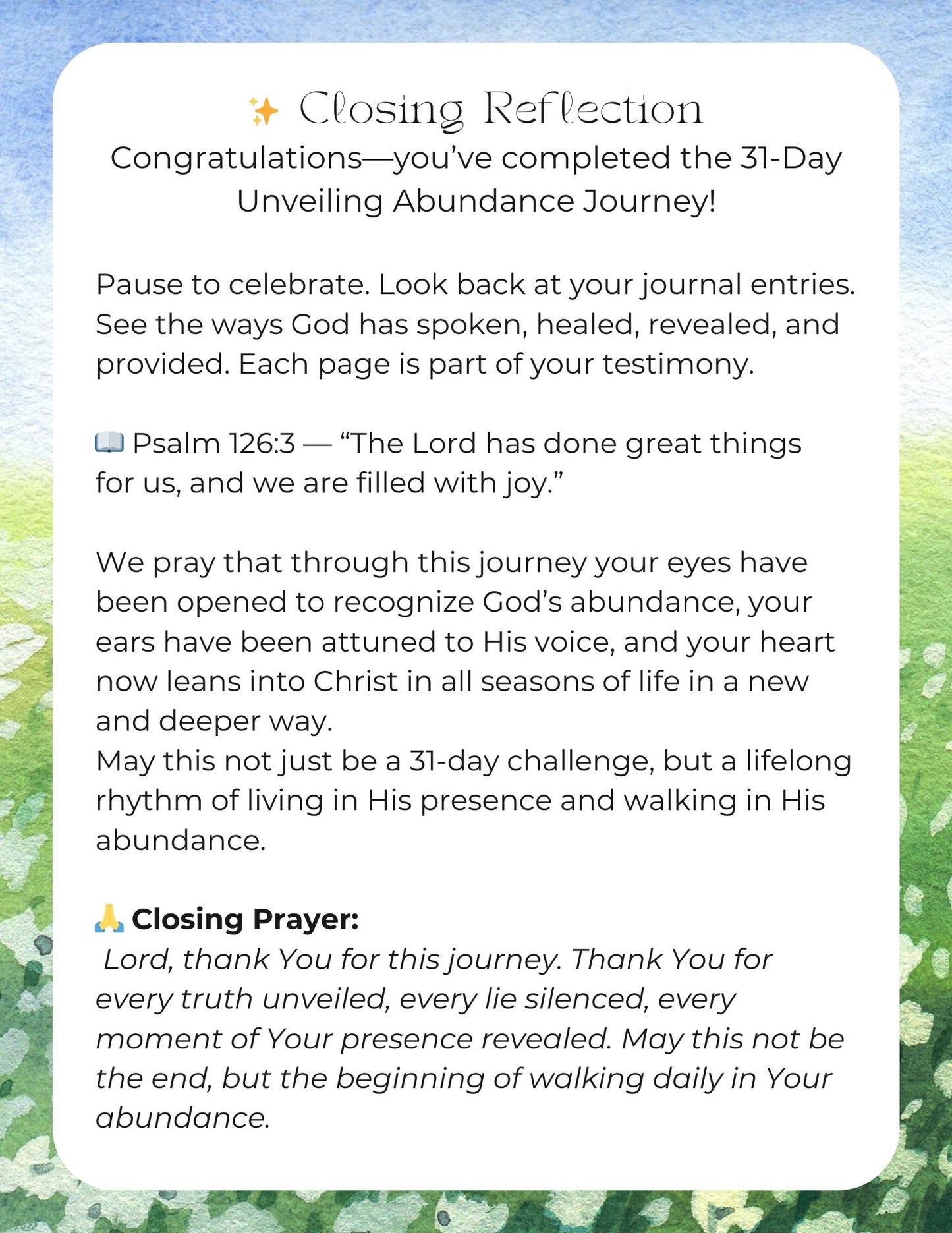 Unveiling Abundance 31 Day Prompting Journal