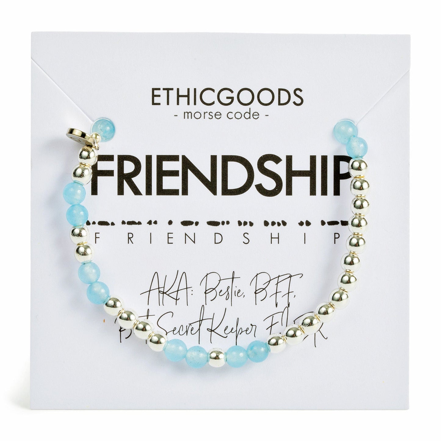 Silver FRIENDSHIP Morse Code Bracelet