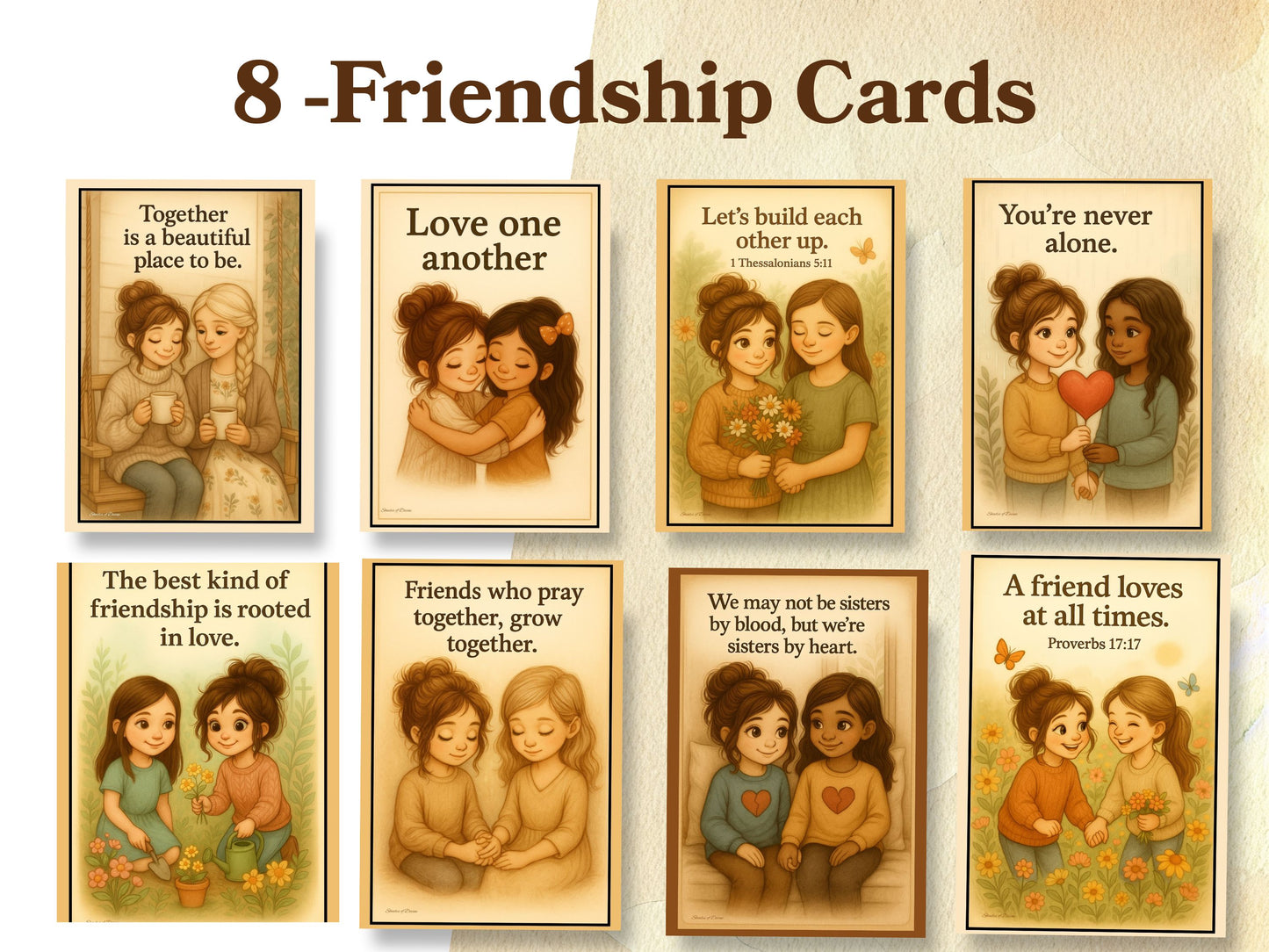 Gracie Friendship Card Pack | Printable Encouragement Cards | Digital Download