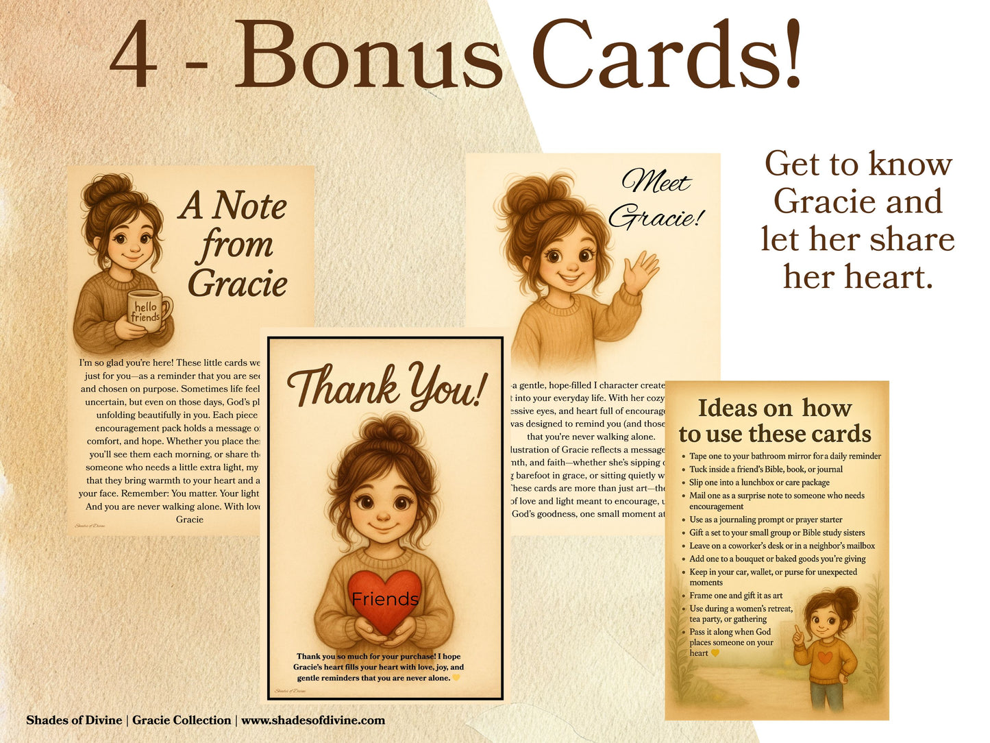 Gracie Friendship Card Pack | Printable Encouragement Cards | Digital Download