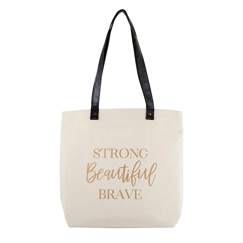 Strong Beautiful Brave Large Canvas Tote