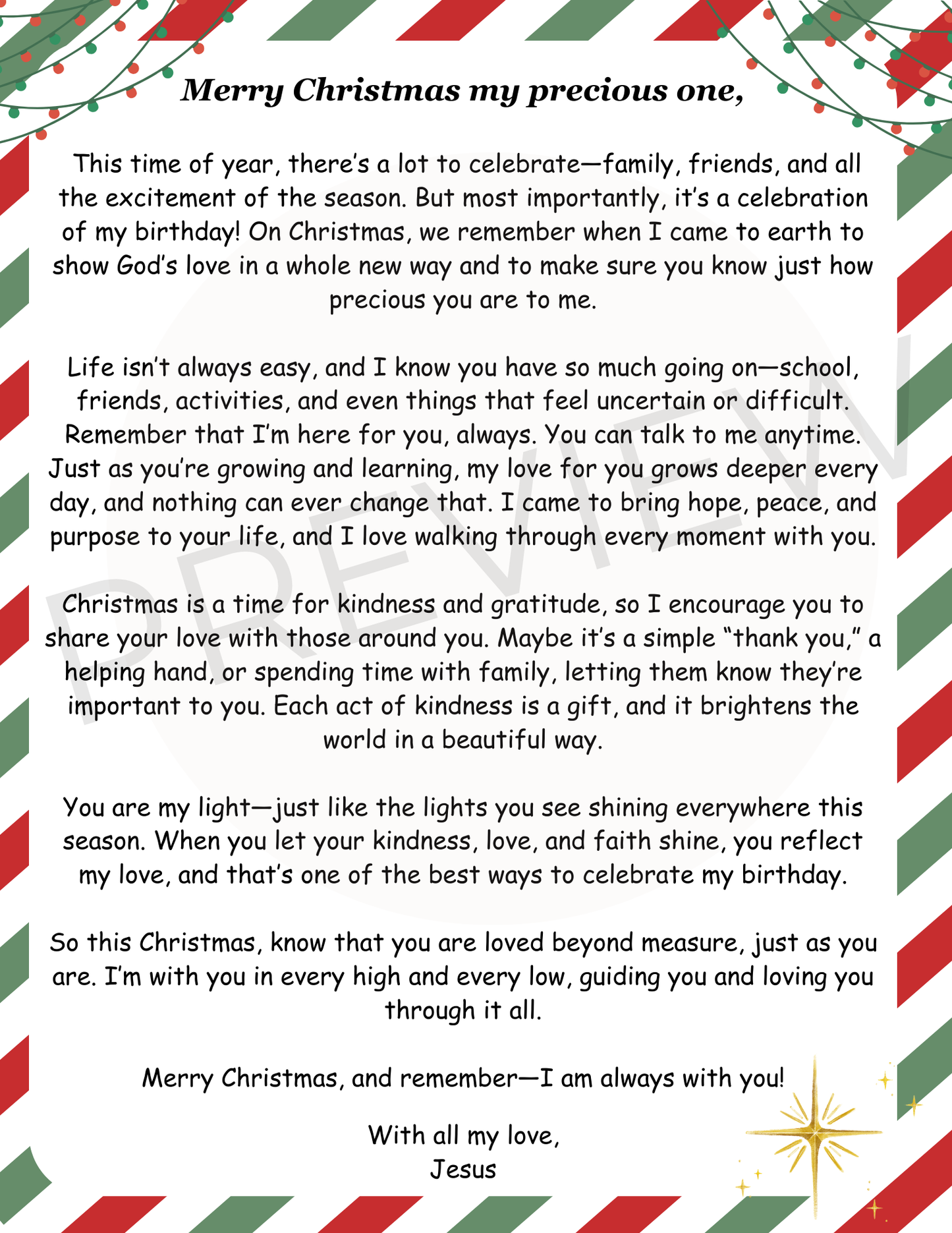 Christmas Letters;  from Jesus and from Santa - (download)