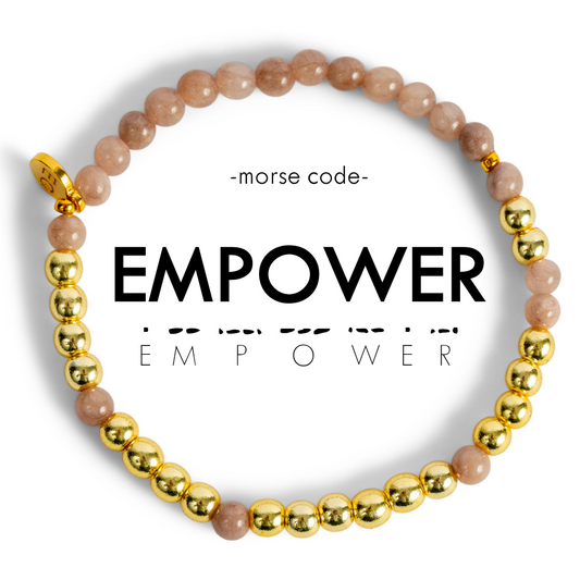 Gold EMPOWER Morse Code Bracelet