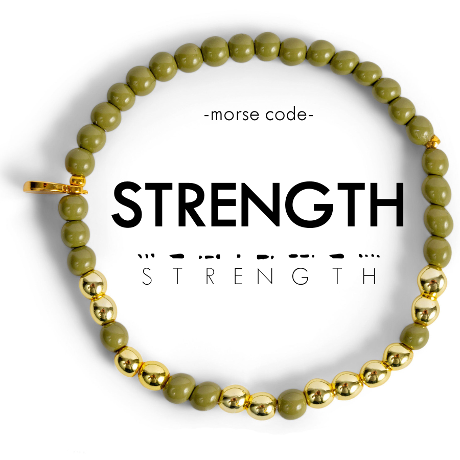 Gold STRENGTH Morse Code Bracelet