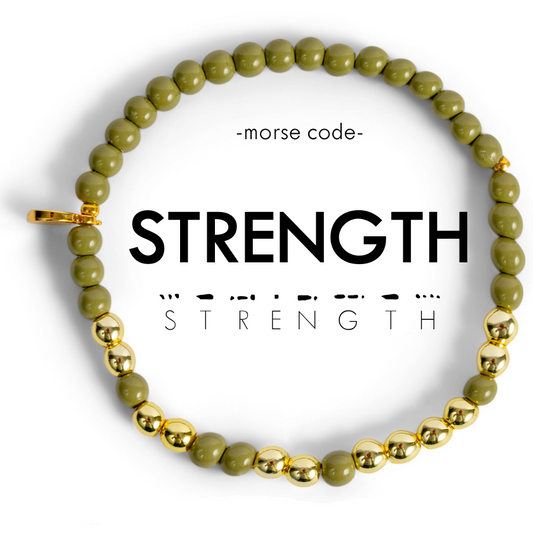 Gold STRENGTH Morse Code Bracelet