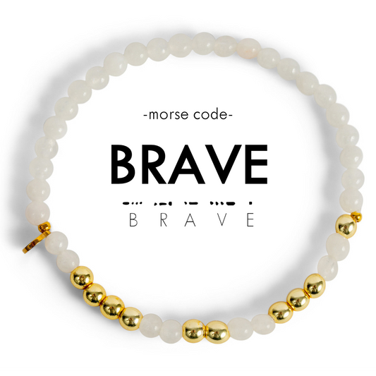 Gold BRAVE Morse Code Bracelet