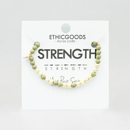 Gold STRENGTH Morse Code Bracelet