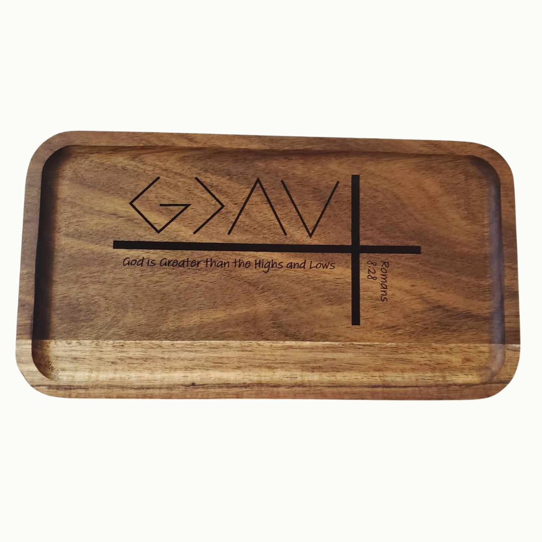 Scripture & Inspirational Acacia Wood Valet Tray