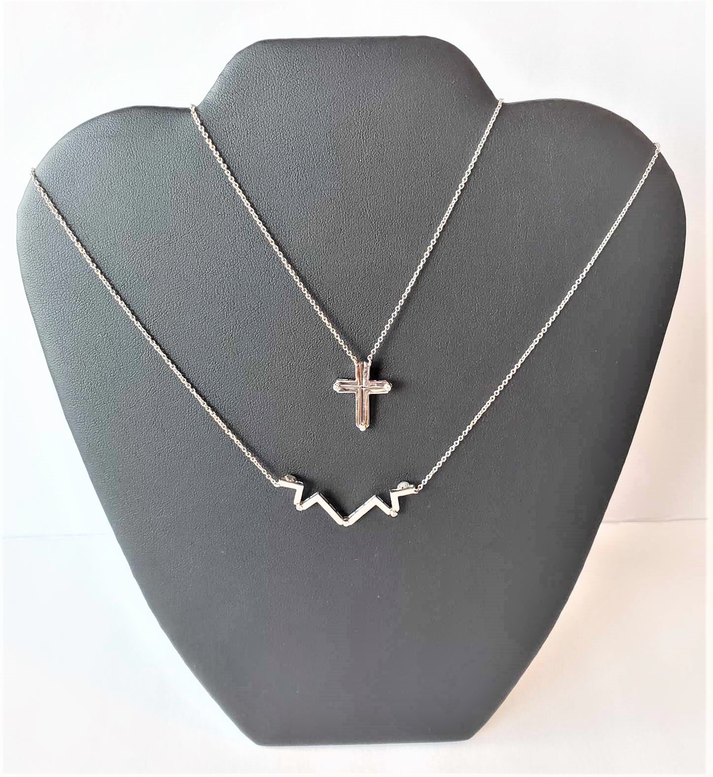 Sterling Silver Highs and Lows Cross Necklace