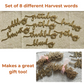 Set of Harvest words table place settings