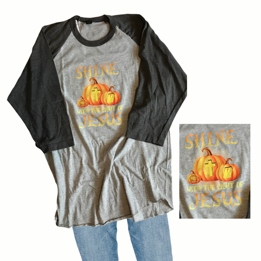 Shine with the Light of Jesus 3/4 sleeve tee