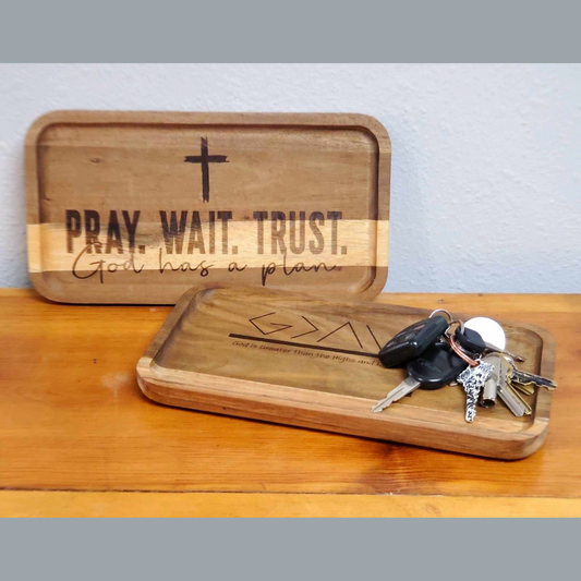 Scripture & Inspirational Acacia Wood Valet Tray